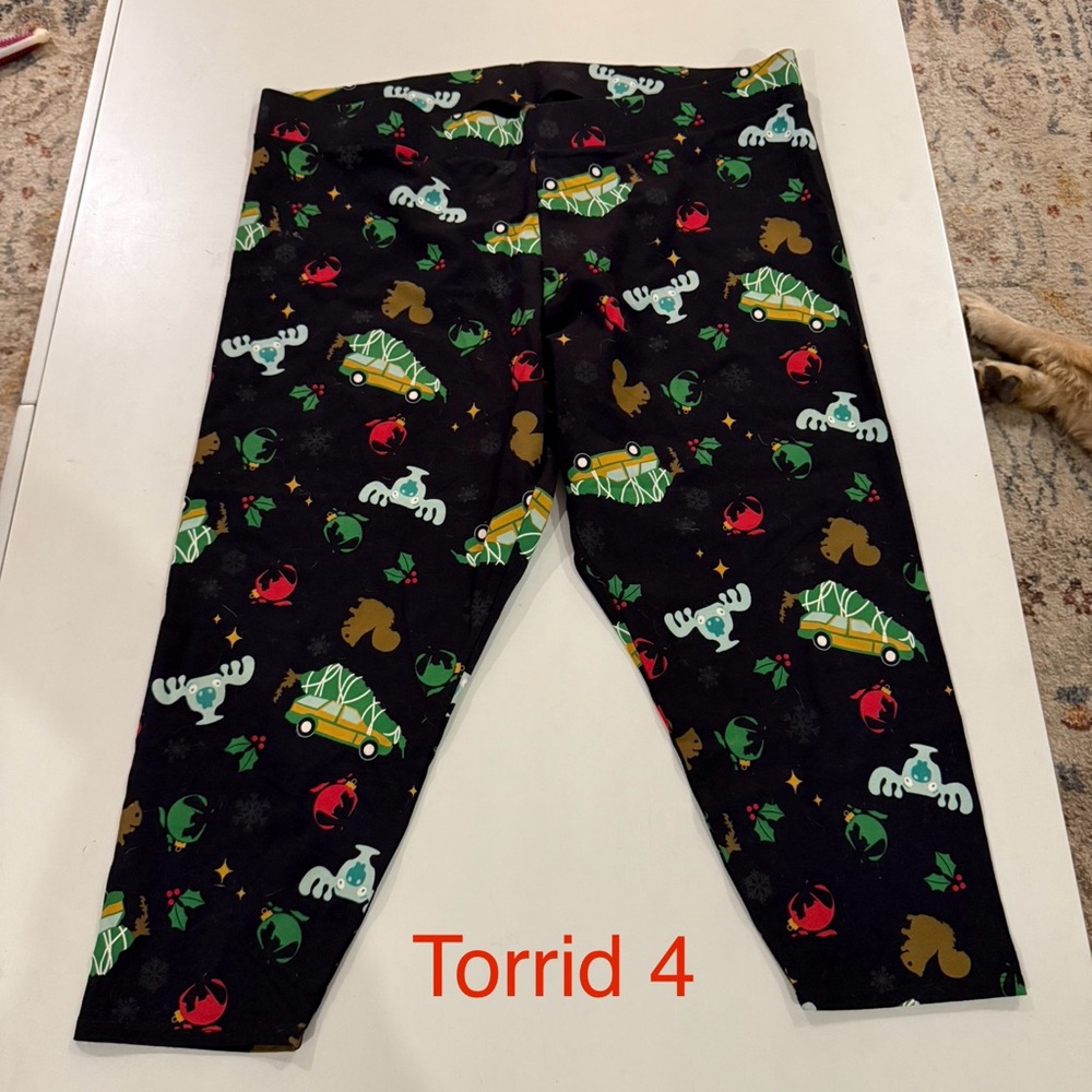 Torrid Black Leggings with Colorful Animal Print